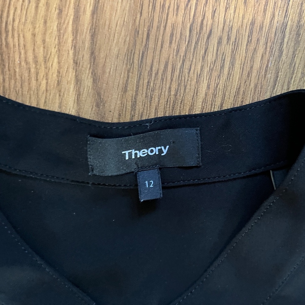 Theory women’s 12 mini shirt dress, long sleeve, lace up front, black - Picture 3 of 12